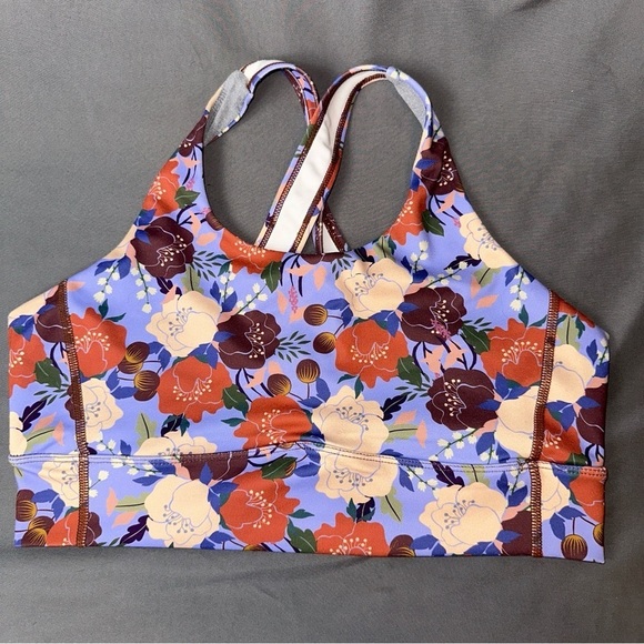 Be. Active Bra Womens Medium Lilac Floral Sport Workout Athletic Gym Casual - Picture 1 of 8